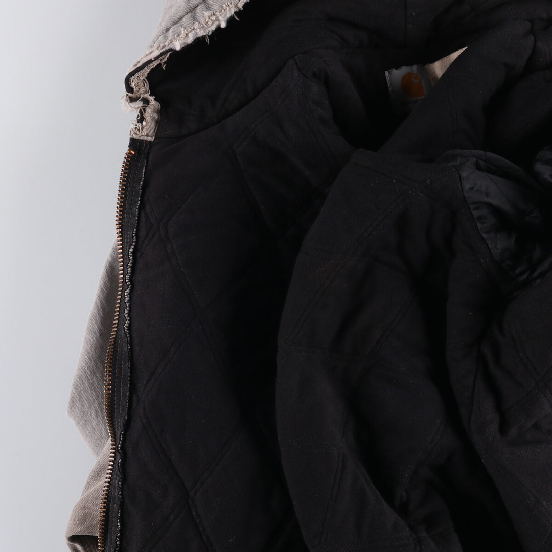 90'S Carhartt Active Jacket, Padded Duck Full-Zip Hoodie, Made in USA, Men's XL, Vintage unclear gray type Vintage Second Hand