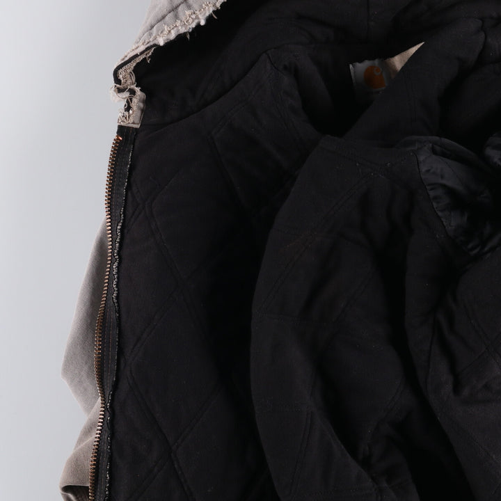 90'S Carhartt Active Jacket, Padded Duck Full-Zip Hoodie, Made in USA, Men's XL, Vintage unclear gray type Vintage Second Hand