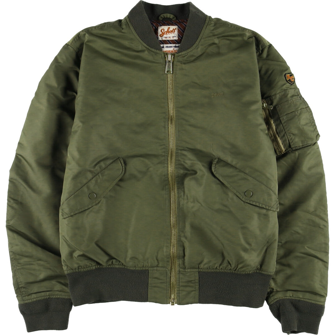 Vintage Schott American College padded military flight jacket, men's size XXL. Nylon Khaki type Vintage Second Hand