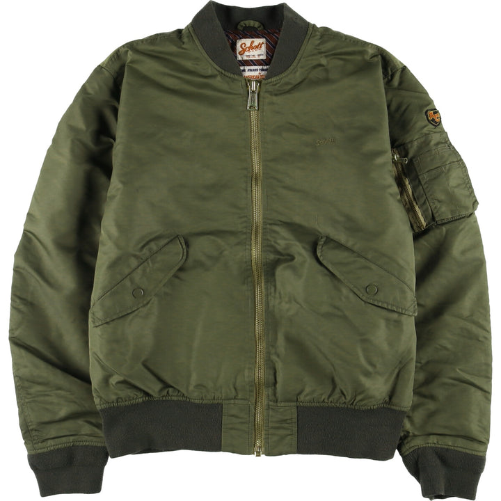 Vintage Schott American College padded military flight jacket, men's size XXL. Nylon Khaki type Vintage Second Hand