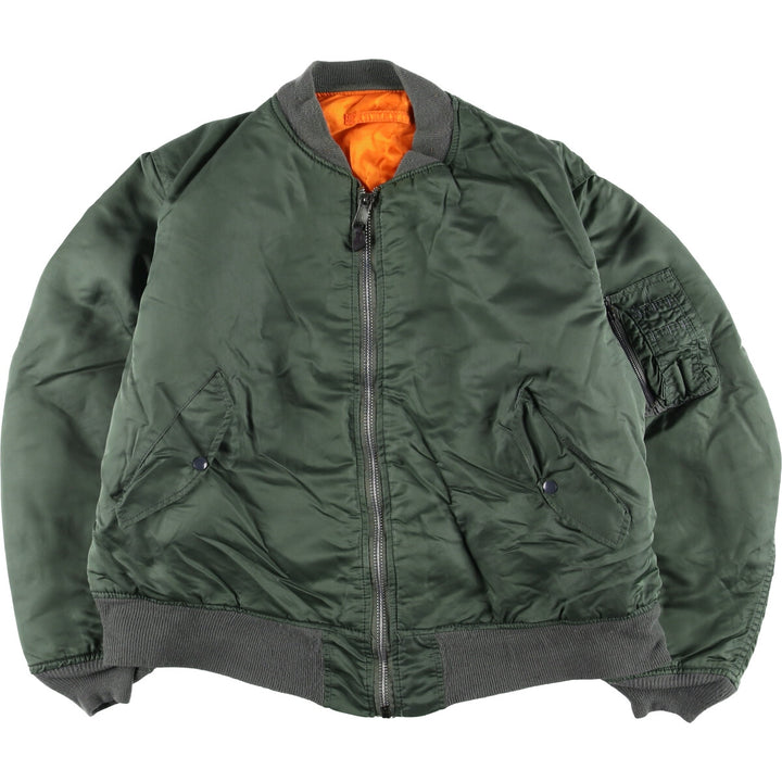 90'S civilian Alpha MA-1 style padded military flight jacket, made in the USA, men's size XXL, vintage Nylon Khaki type Vintage Second Hand