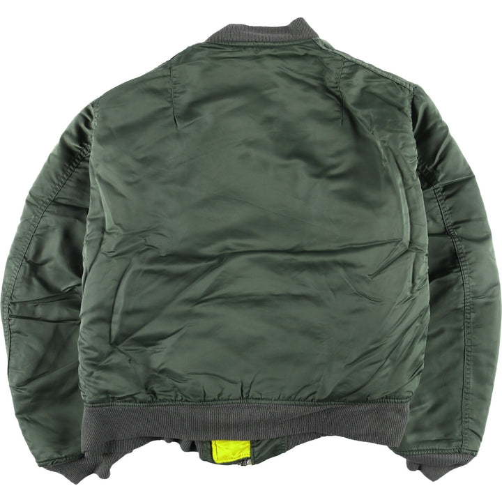 90'S civilian Alpha MA-1 style padded military flight jacket, made in the USA, men's size XXL, vintage Nylon Khaki type Vintage Second Hand