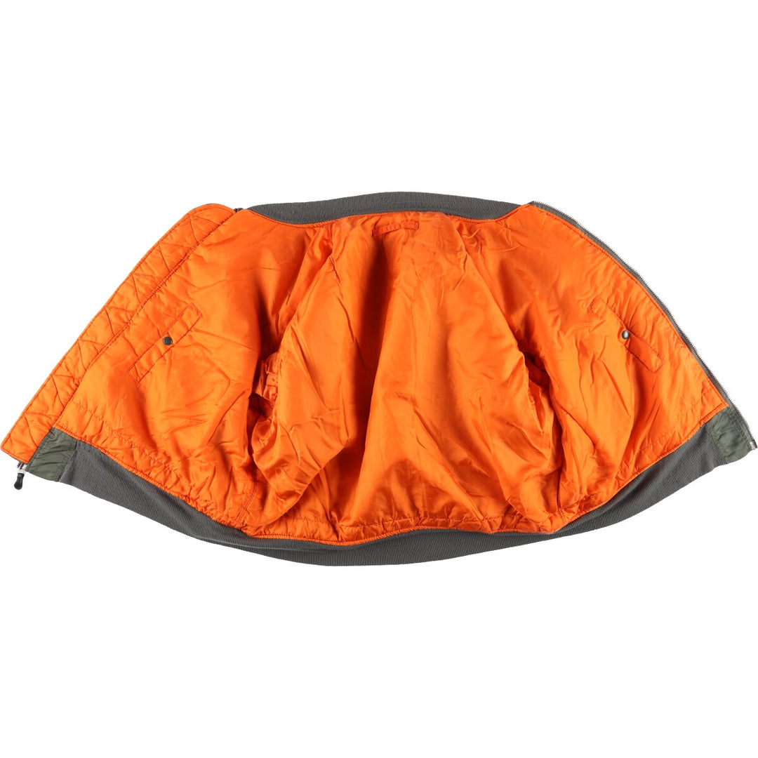 90'S civilian Alpha MA-1 style padded military flight jacket, made in the USA, men's size XXL, vintage Nylon Khaki type Vintage Second Hand