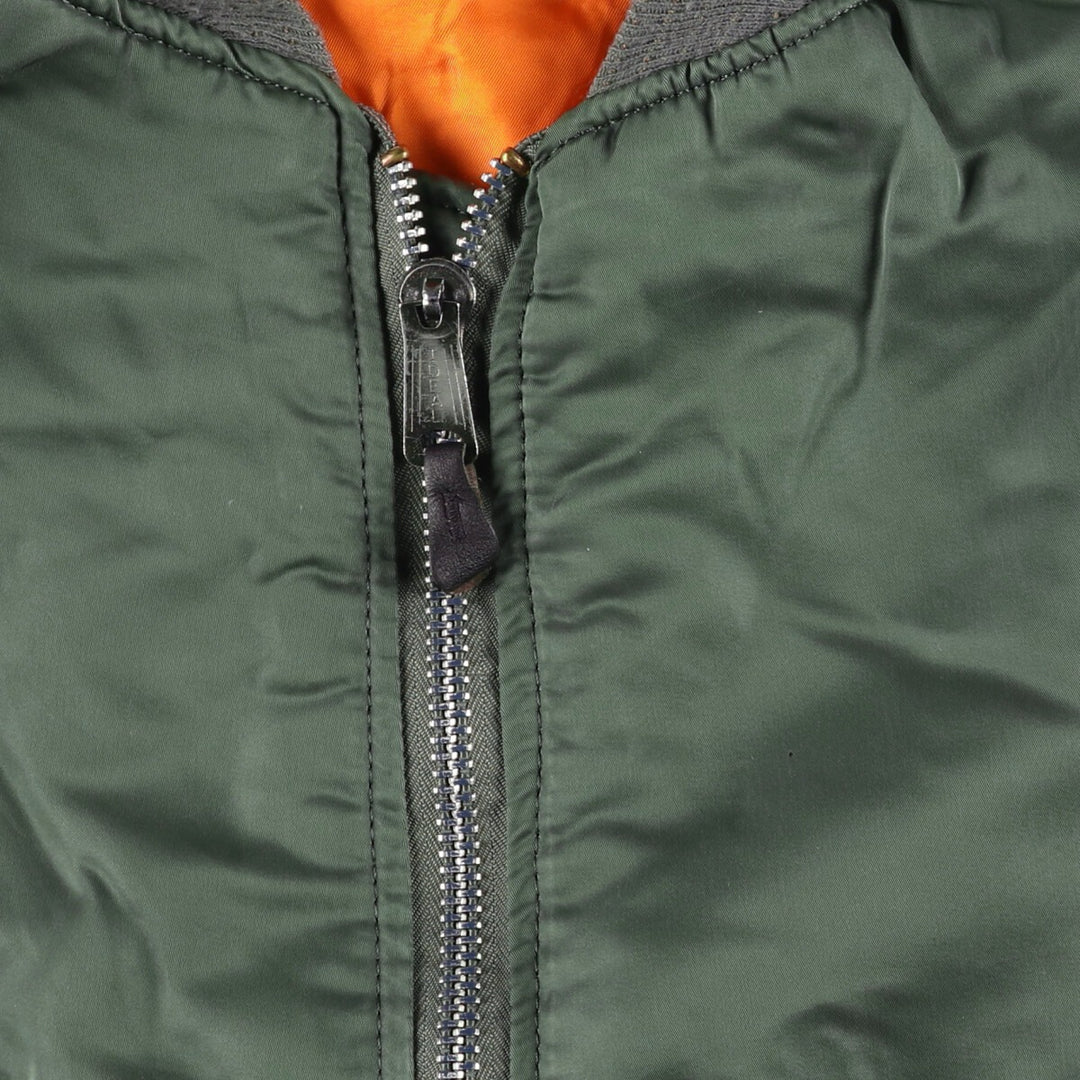 90'S civilian Alpha MA-1 style padded military flight jacket, made in the USA, men's size XXL, vintage Nylon Khaki type Vintage Second Hand