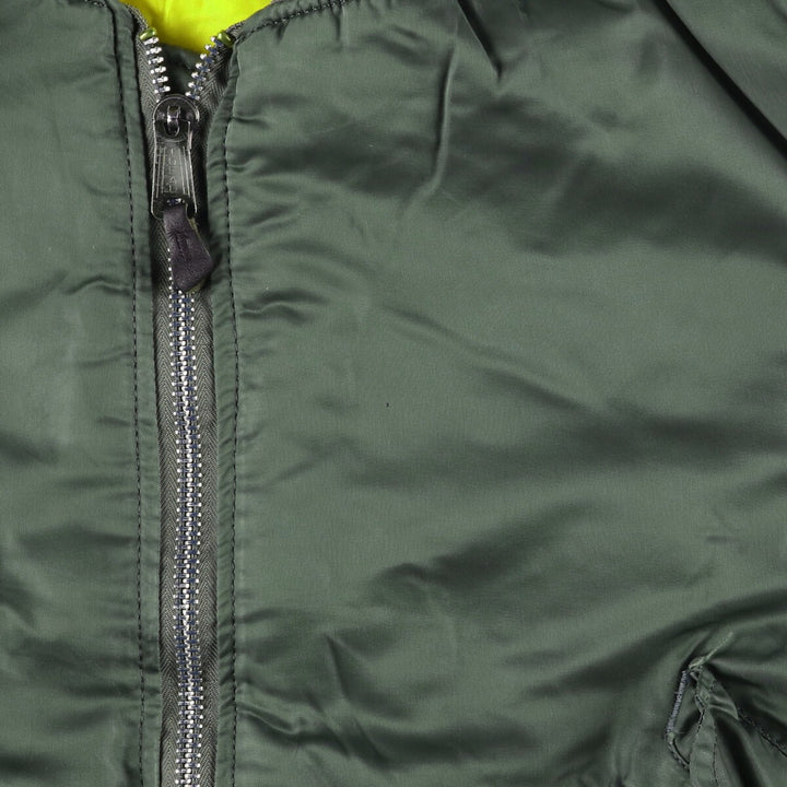 90'S civilian Alpha MA-1 style padded military flight jacket, made in the USA, men's size XXL, vintage Nylon Khaki type Vintage Second Hand