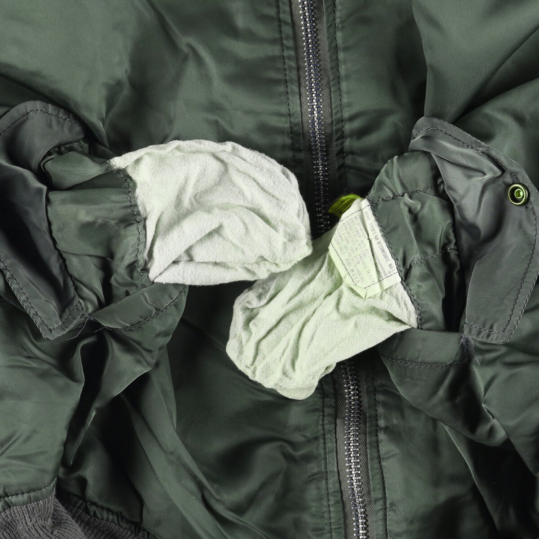 90'S civilian Alpha MA-1 style padded military flight jacket, made in the USA, men's size XXL, vintage Nylon Khaki type Vintage Second Hand