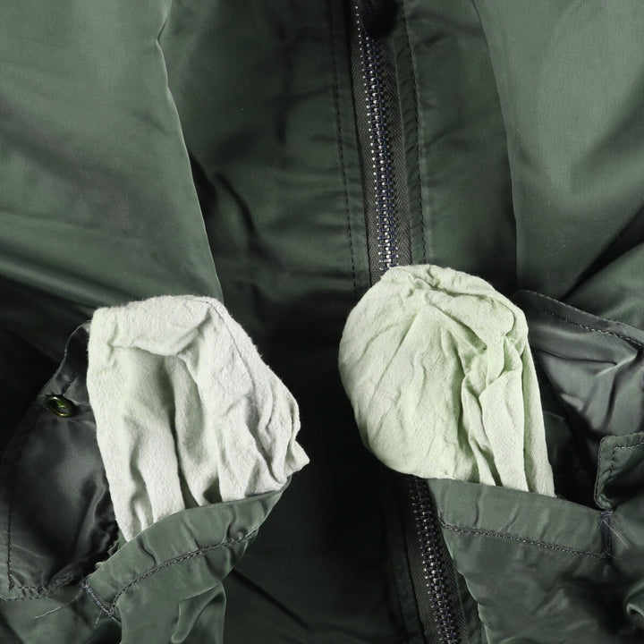 90'S civilian Alpha MA-1 style padded military flight jacket, made in the USA, men's size XXL, vintage Nylon Khaki type Vintage Second Hand