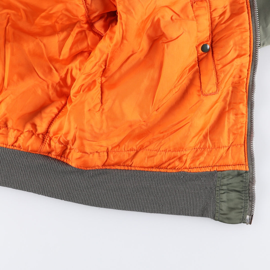 90'S civilian Alpha MA-1 style padded military flight jacket, made in the USA, men's size XXL, vintage Nylon Khaki type Vintage Second Hand