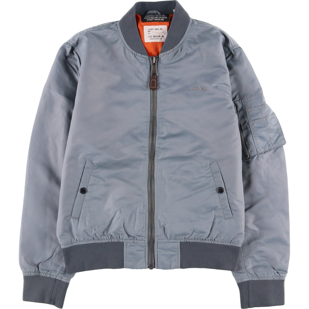 Civilian Schott MA-1 Military Flight Jacket, Men's Size Medium Nylon gray type Vintage Second Hand