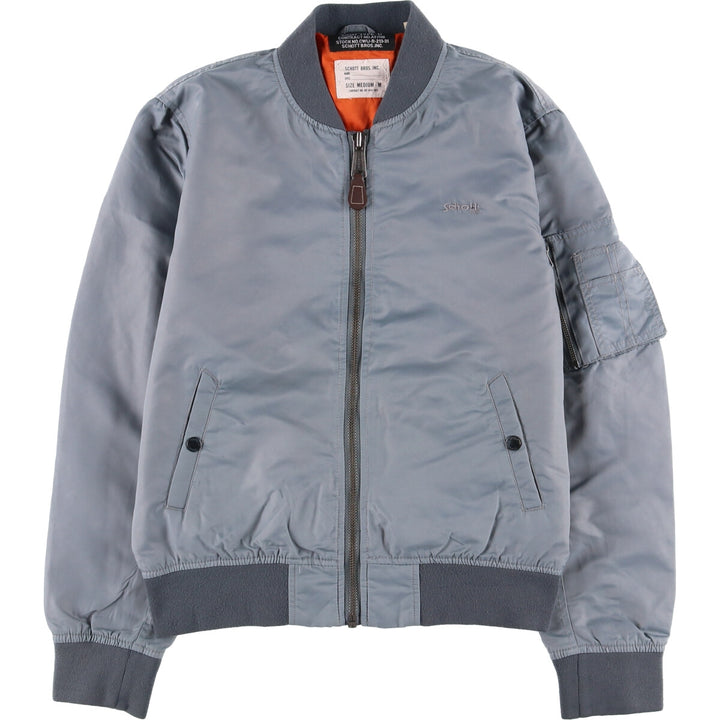 Civilian Schott MA-1 Military Flight Jacket, Men's Size Medium Nylon gray type Vintage Second Hand
