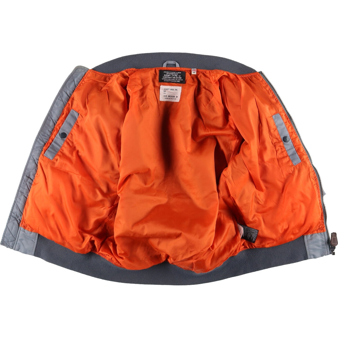 Civilian Schott MA-1 Military Flight Jacket, Men's Size Medium Nylon gray type Vintage Second Hand