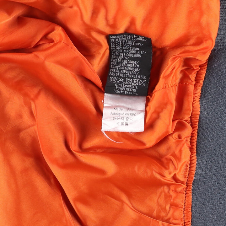 Civilian Schott MA-1 Military Flight Jacket, Men's Size Medium Nylon gray type Vintage Second Hand