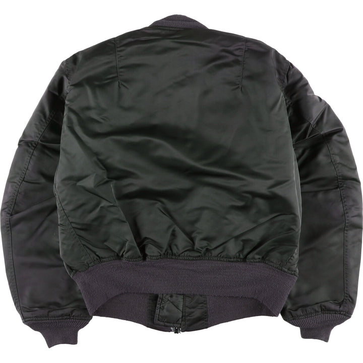 90'S civilian Alpha MA-1 style padded military flight jacket, made in the USA, men's size L, vintage Nylon Khaki type Vintage Second Hand