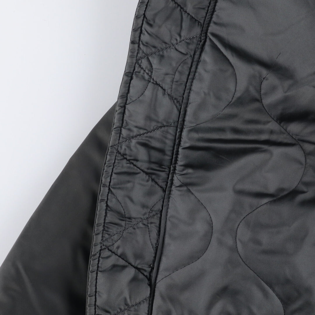 90'S civilian Alpha MA-1 style padded military flight jacket, made in the USA, men's size L, vintage Nylon Khaki type Vintage Second Hand