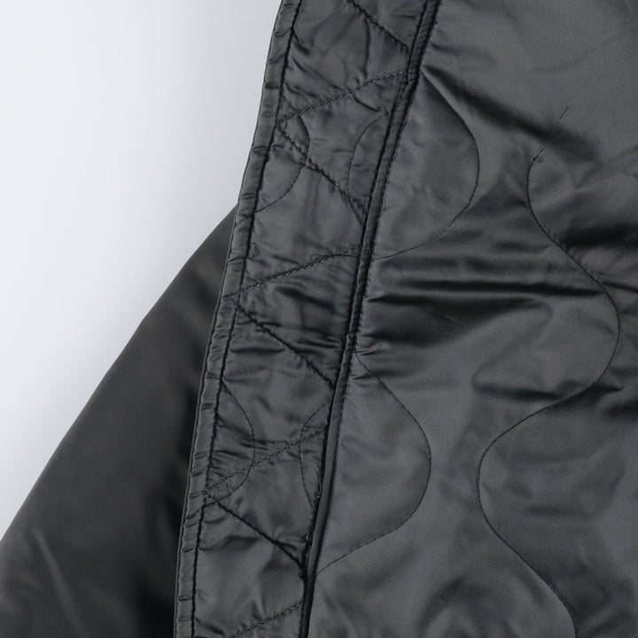 90'S civilian Alpha MA-1 style padded military flight jacket, made in the USA, men's size L, vintage Nylon Khaki type Vintage Second Hand