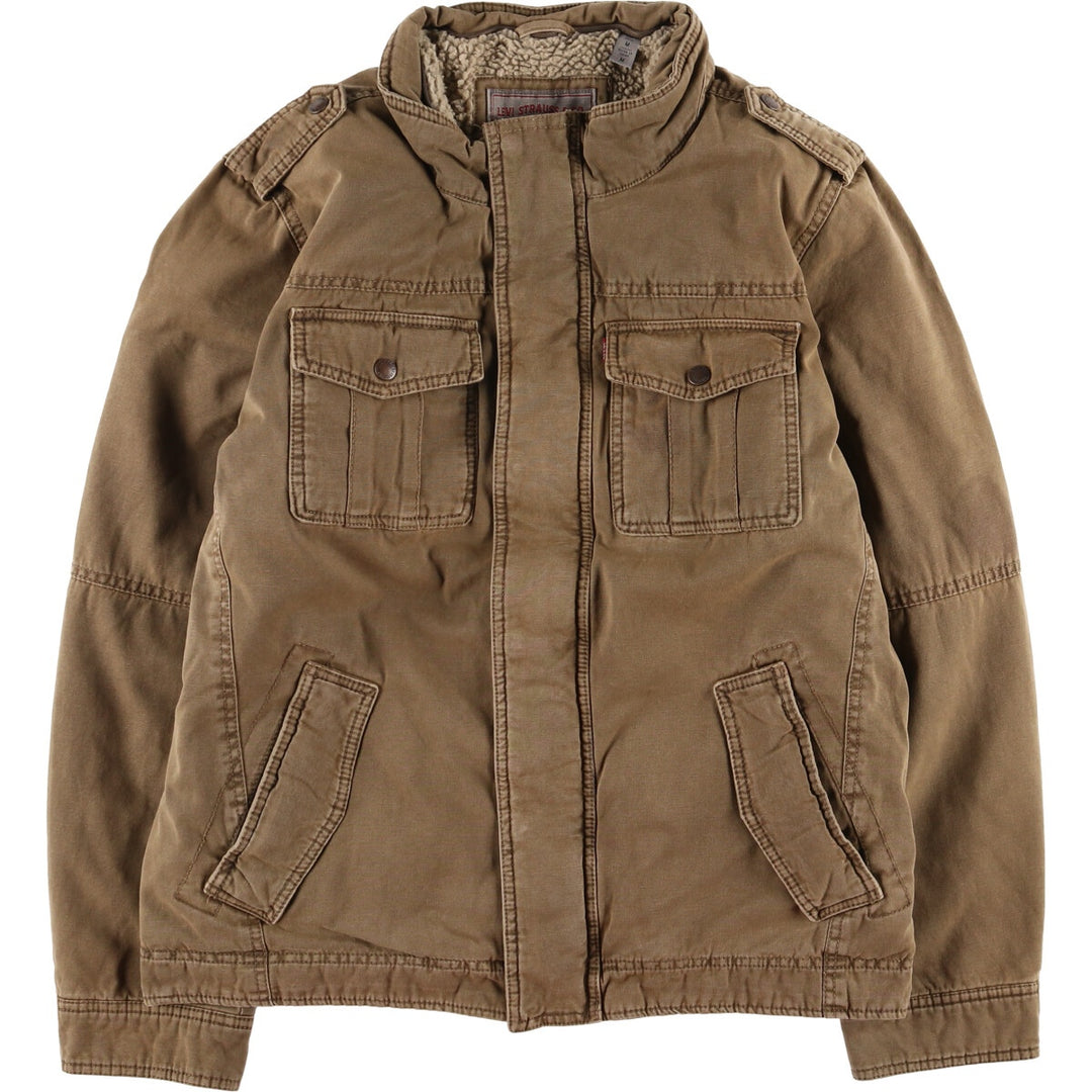 Levi's stand-collar padded military jacket, size M cotton beige type brown Vintage Second Hand