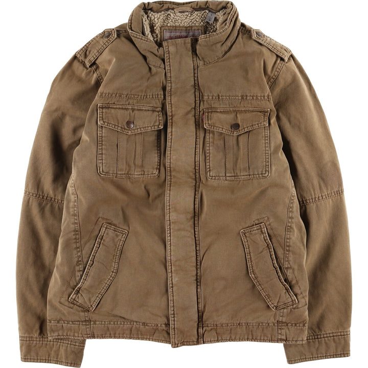 Levi's stand-collar padded military jacket, size M cotton beige type brown Vintage Second Hand