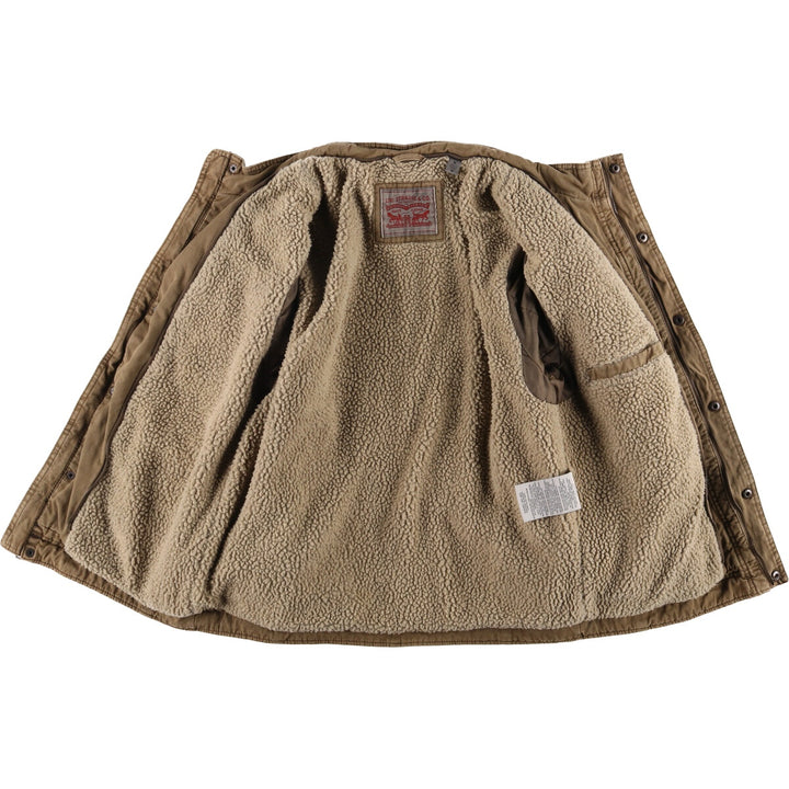 Levi's stand-collar padded military jacket, size M cotton beige type brown Vintage Second Hand