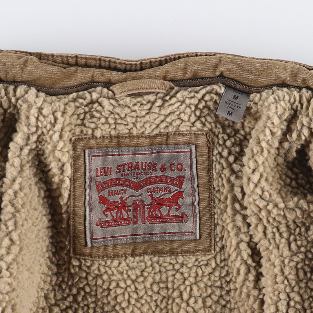 Levi's stand-collar padded military jacket, size M cotton beige type brown Vintage Second Hand