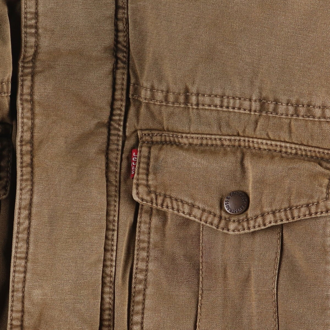 Levi's stand-collar padded military jacket, size M cotton beige type brown Vintage Second Hand