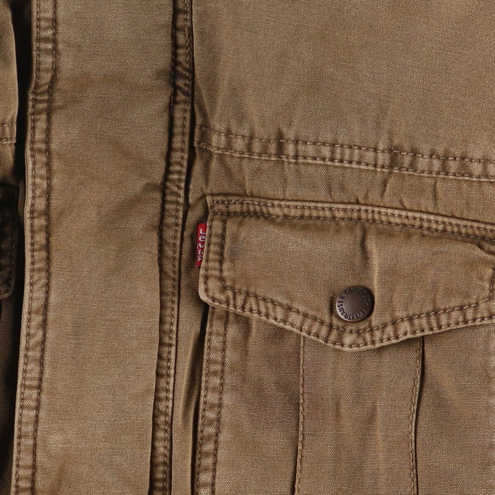 Levi's stand-collar padded military jacket, size M cotton beige type brown Vintage Second Hand