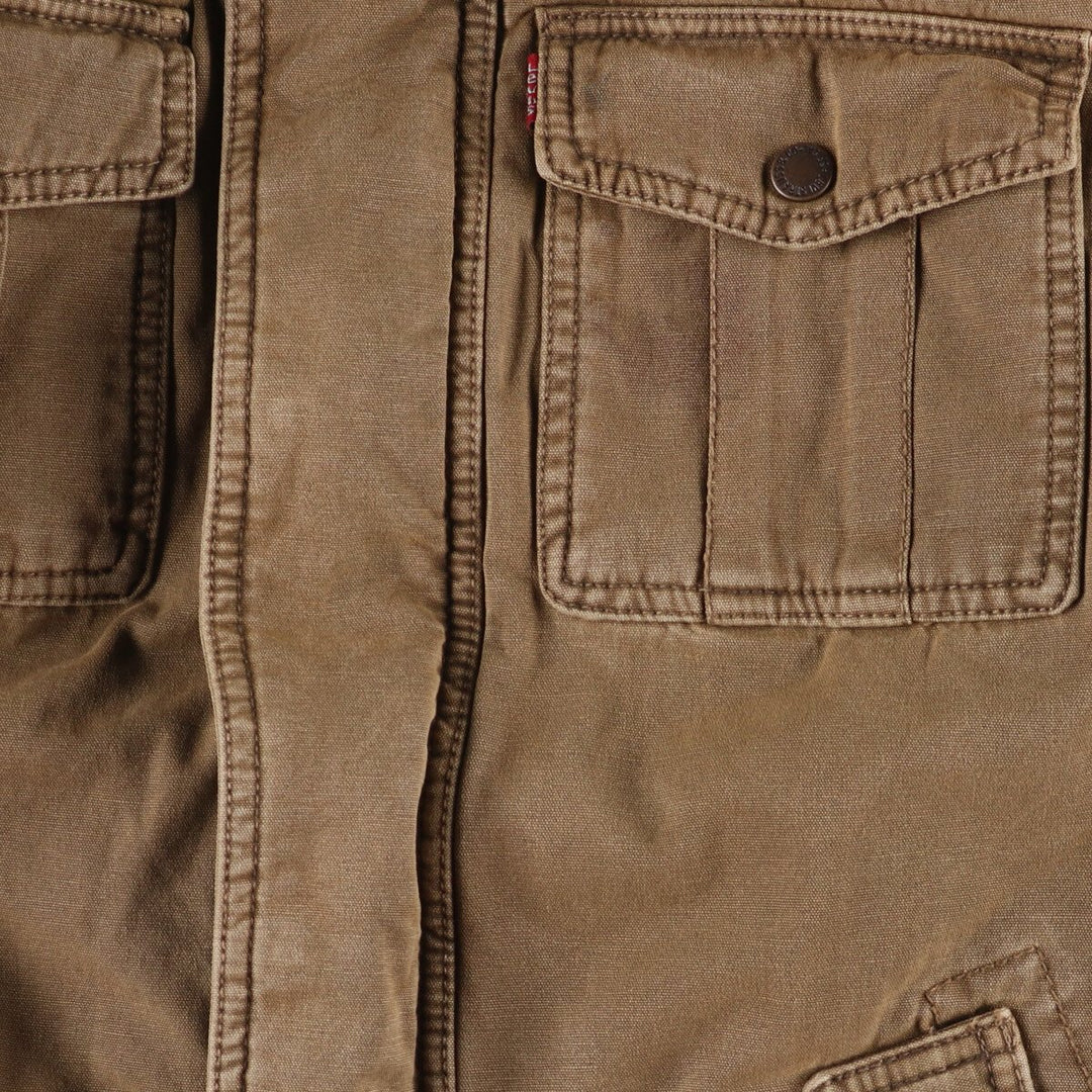 Levi's stand-collar padded military jacket, size M cotton beige type brown Vintage Second Hand