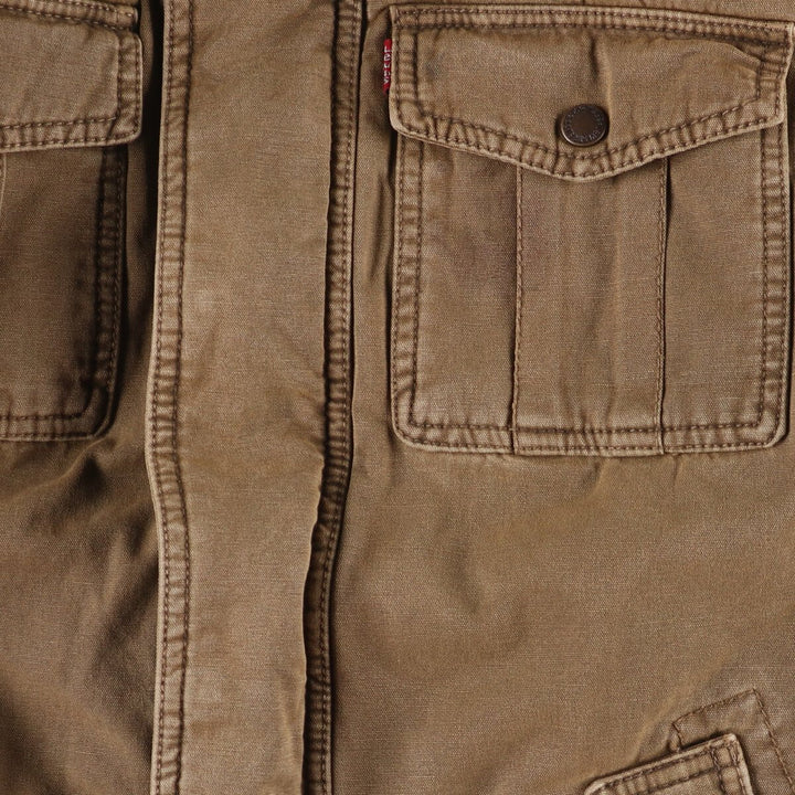 Levi's stand-collar padded military jacket, size M cotton beige type brown Vintage Second Hand
