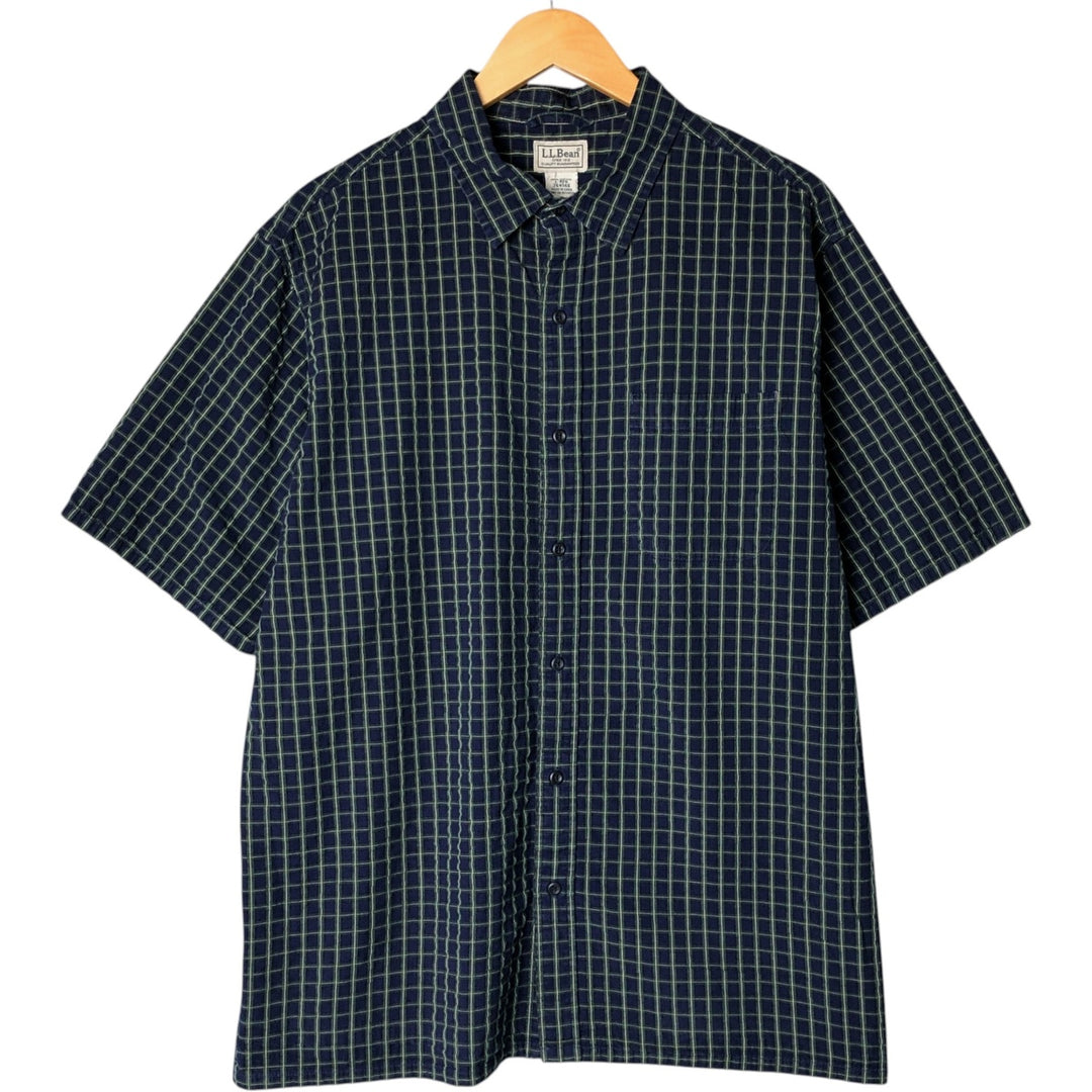 LLBean Short Sleeve Cotton Check Box Shirt, Men's Size L cotton multicolor Vintage Second Hand