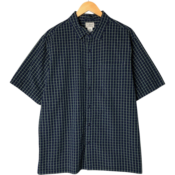 LLBean Short Sleeve Cotton Check Box Shirt, Men's Size L cotton multicolor Vintage Second Hand