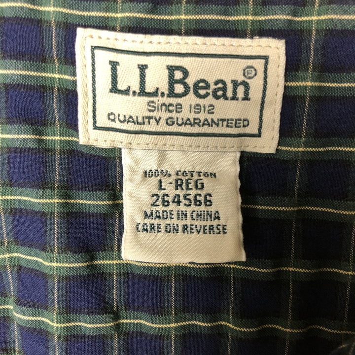 LLBean Short Sleeve Cotton Check Box Shirt, Men's Size L cotton multicolor Vintage Second Hand