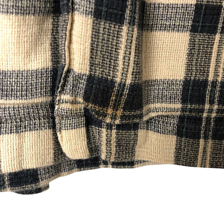 90'S St. John's Bay Short Sleeve Cotton Check Shirt, Boxy, Men's Size L, Vintage cotton navy blue type Vintage Second Hand