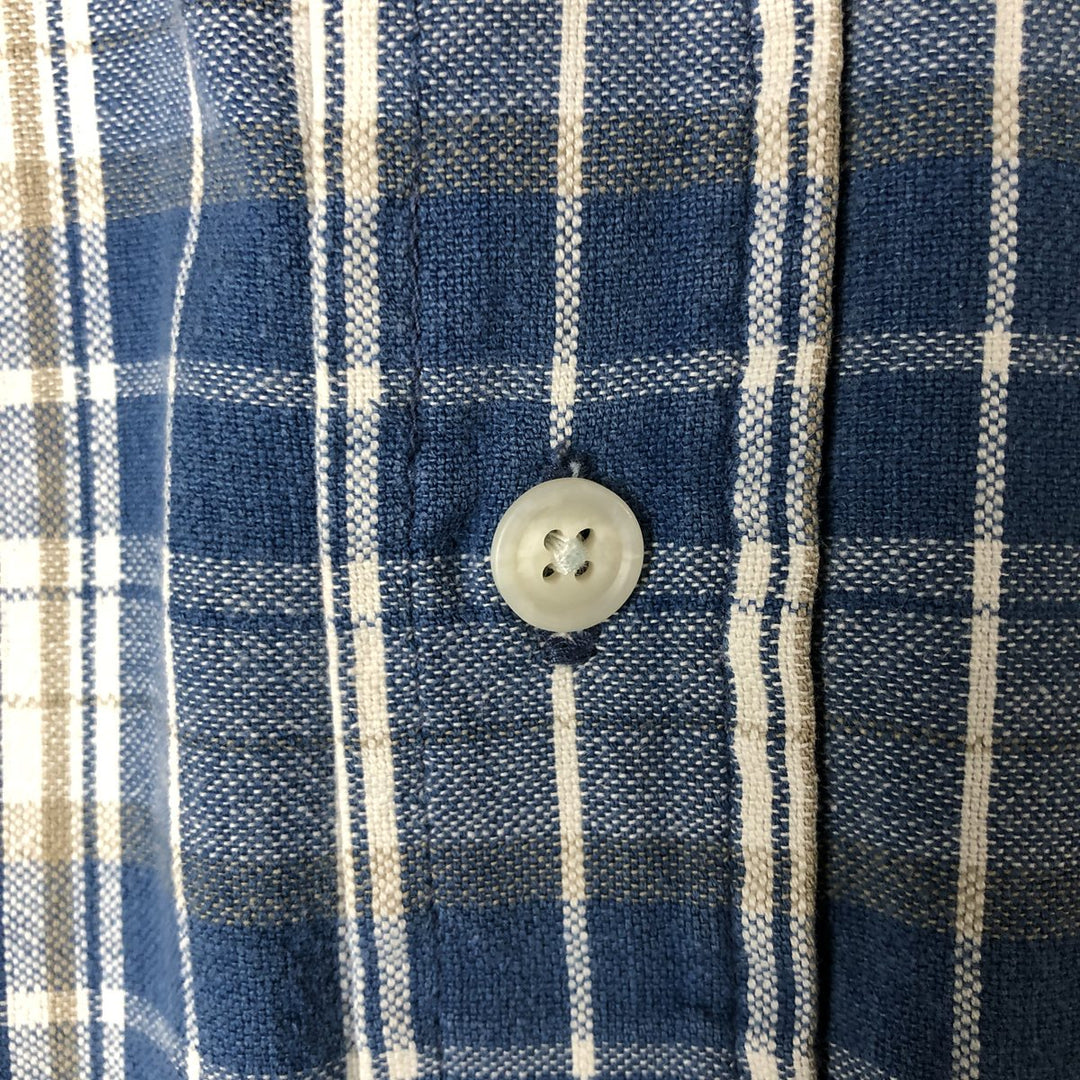 90'S St. John's Bay Vintage Short Sleeve Button-Down Check Shirt, Men's XL cotton blue type Vintage Second Hand