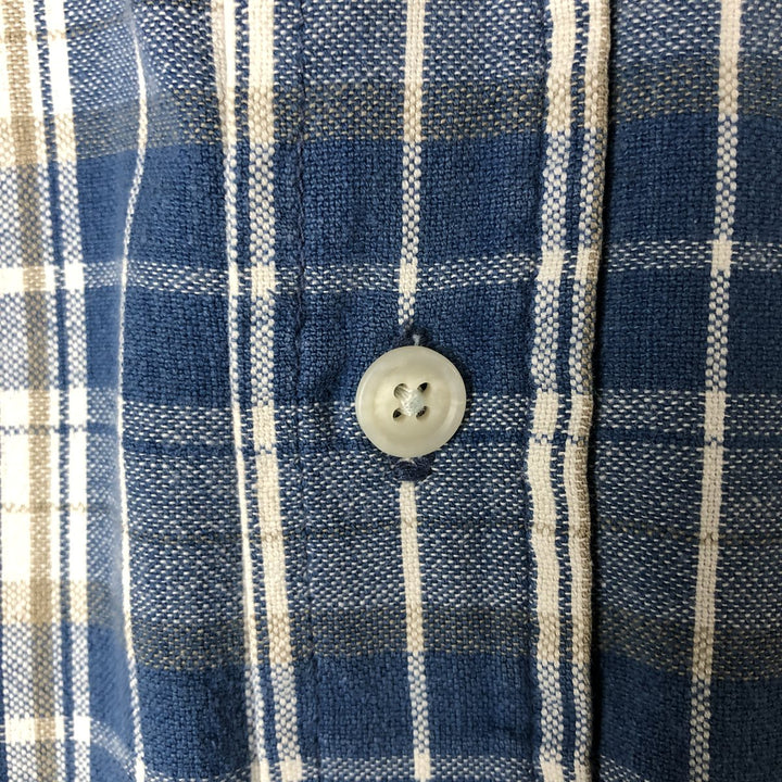 90'S St. John's Bay Vintage Short Sleeve Button-Down Check Shirt, Men's XL cotton blue type Vintage Second Hand