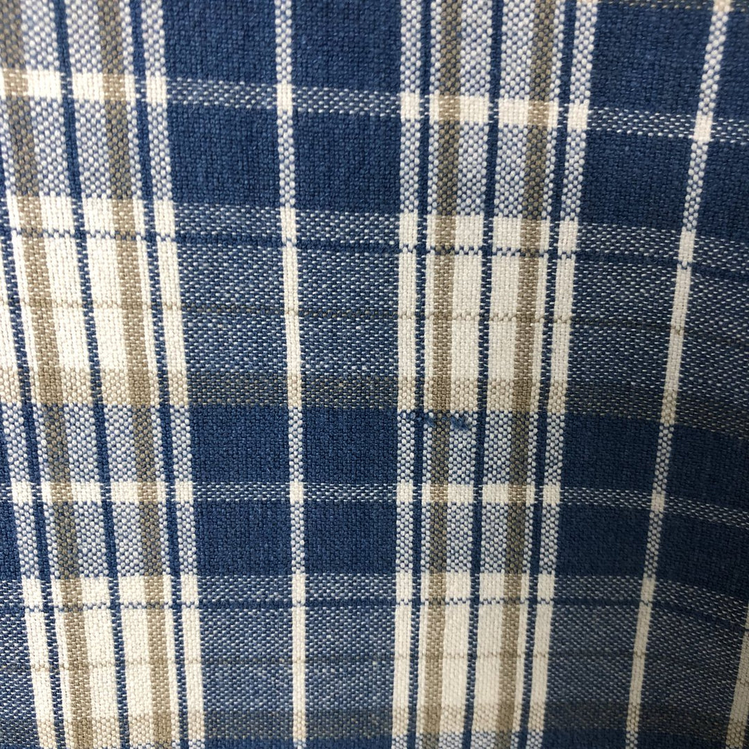 90'S St. John's Bay Vintage Short Sleeve Button-Down Check Shirt, Men's XL cotton blue type Vintage Second Hand