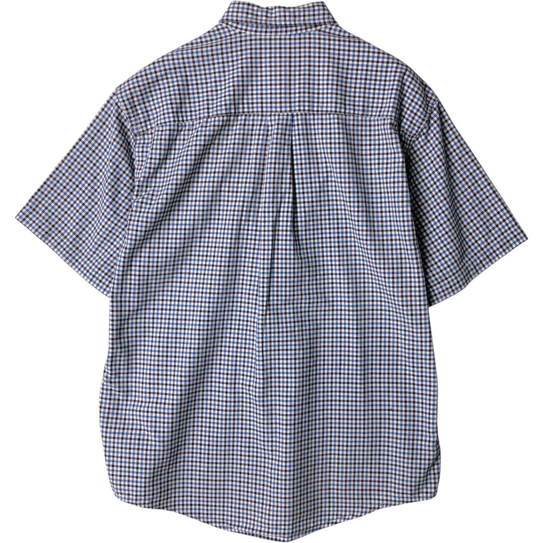 00'S Eddie Bauer short sleeve button down check shirt, men's size M cotton white type Vintage Second Hand