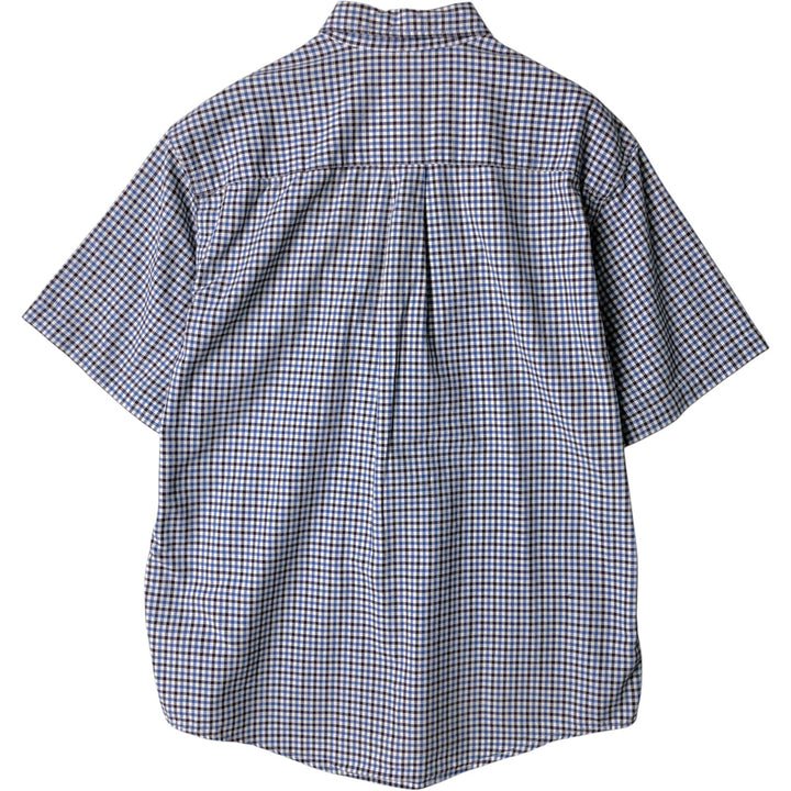 00'S Eddie Bauer short sleeve button down check shirt, men's size M cotton white type Vintage Second Hand