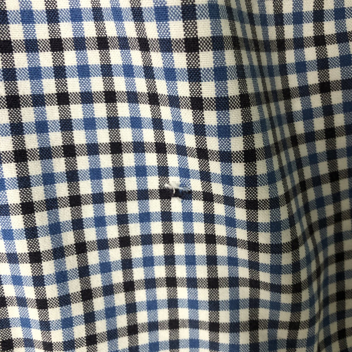 00'S Eddie Bauer short sleeve button down check shirt, men's size M cotton white type Vintage Second Hand
