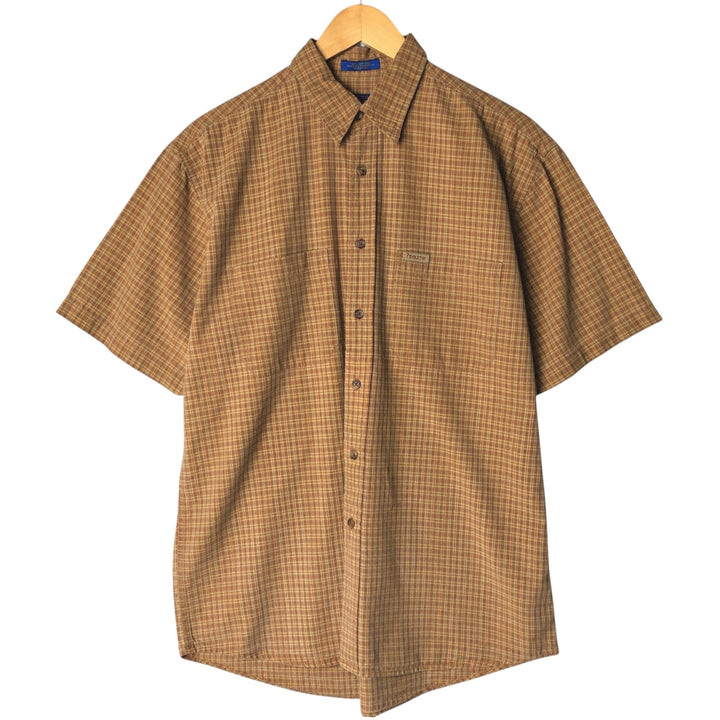 Pendleton PENDLETON Short Sleeve Cotton Check Shirt, Men's Size Medium cotton brown type Vintage Second Hand