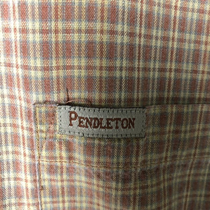 Pendleton PENDLETON Short Sleeve Cotton Check Shirt, Men's Size Medium cotton brown type Vintage Second Hand