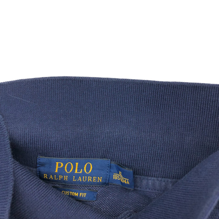 Ralph Lauren POLO RALPH LAUREN CUSTOM FIT long sleeve polo shirt, men's size XL cotton navy blue type Vintage Second Hand