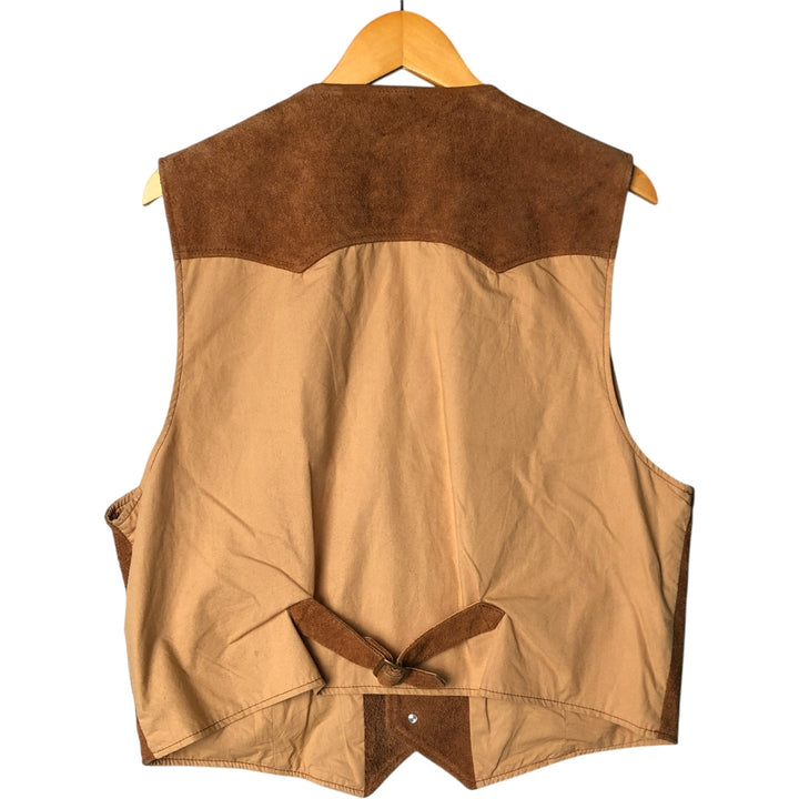 Guess Open-Front Suede and Leather Vest, Men's Size L Suede leather brown type Vintage Second Hand