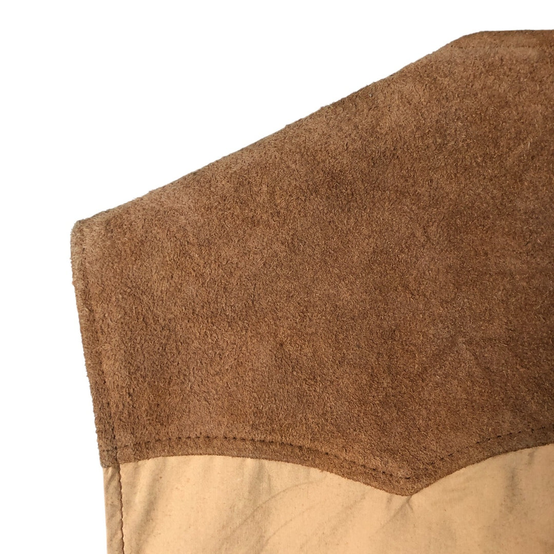Guess Open-Front Suede and Leather Vest, Men's Size L Suede leather brown type Vintage Second Hand