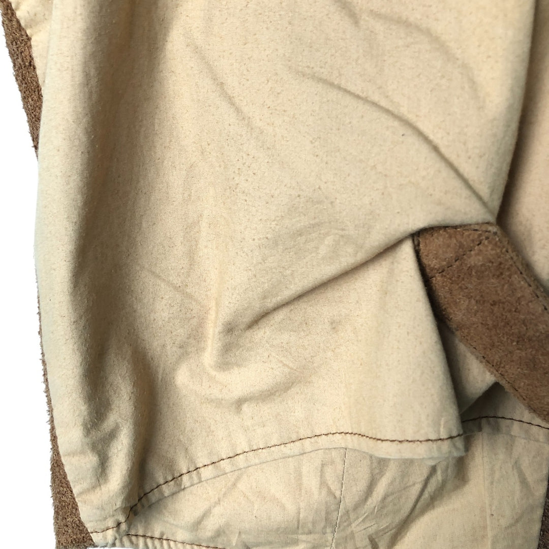 Guess Open-Front Suede and Leather Vest, Men's Size L Suede leather brown type Vintage Second Hand