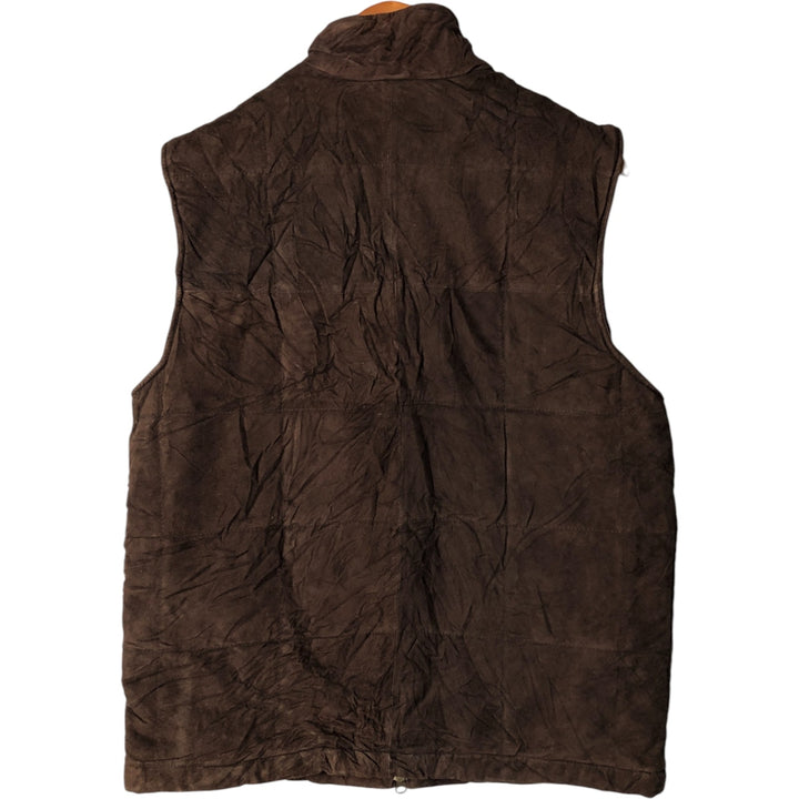 Eddie Bauer padded leather vest, men's size M genuine leather brown type Vintage Second Hand