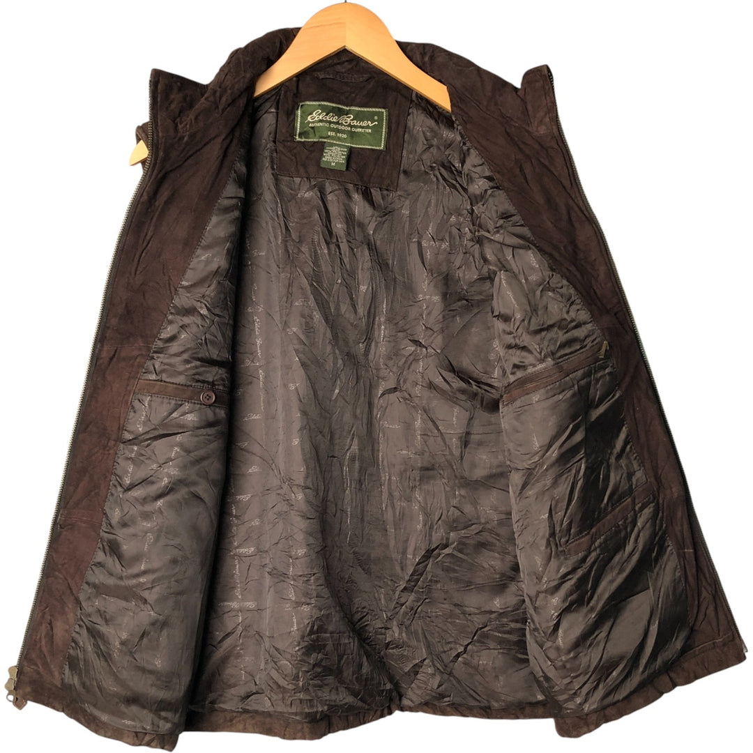 Eddie Bauer padded leather vest, men's size M genuine leather brown type Vintage Second Hand