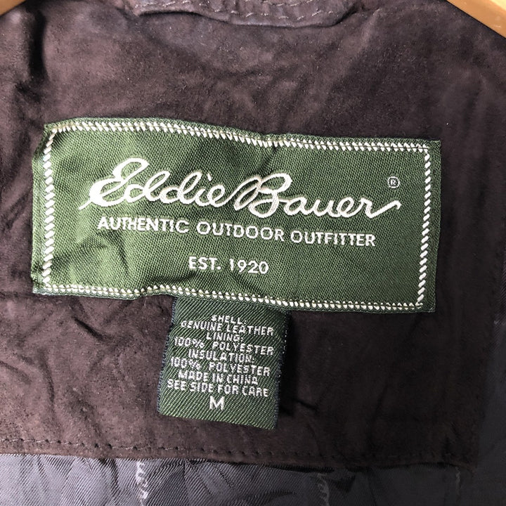Eddie Bauer padded leather vest, men's size M genuine leather brown type Vintage Second Hand
