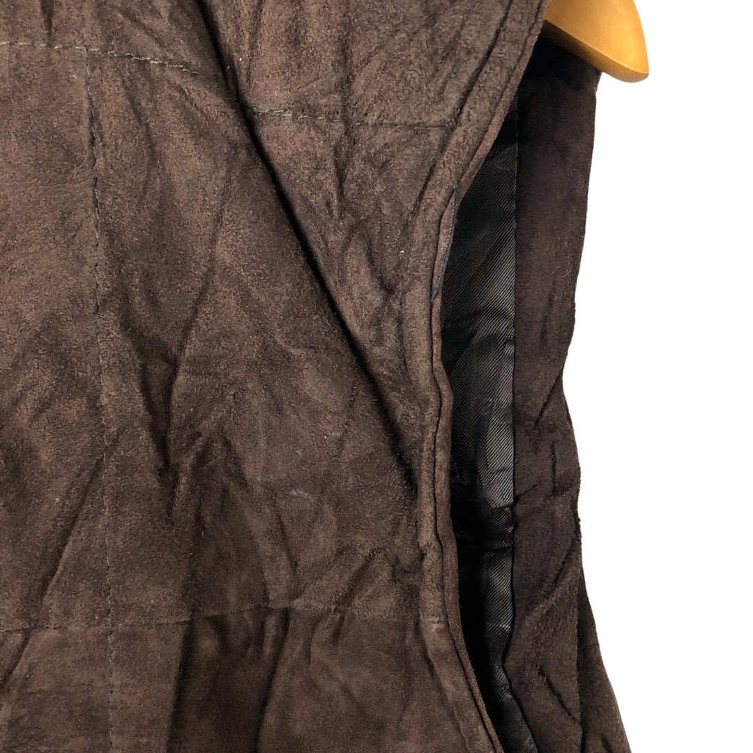 Eddie Bauer padded leather vest, men's size M genuine leather brown type Vintage Second Hand