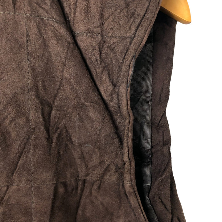 Eddie Bauer padded leather vest, men's size M genuine leather brown type Vintage Second Hand