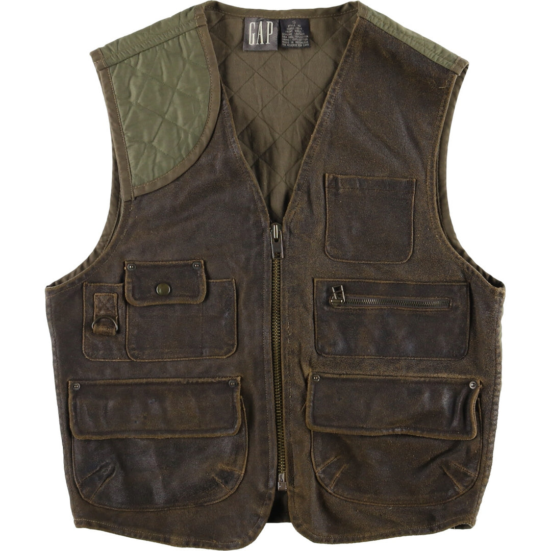 90'S GAP Old Gap Switch Leather Vest, Men's Size Small genuine leather brown type Vintage Second Hand