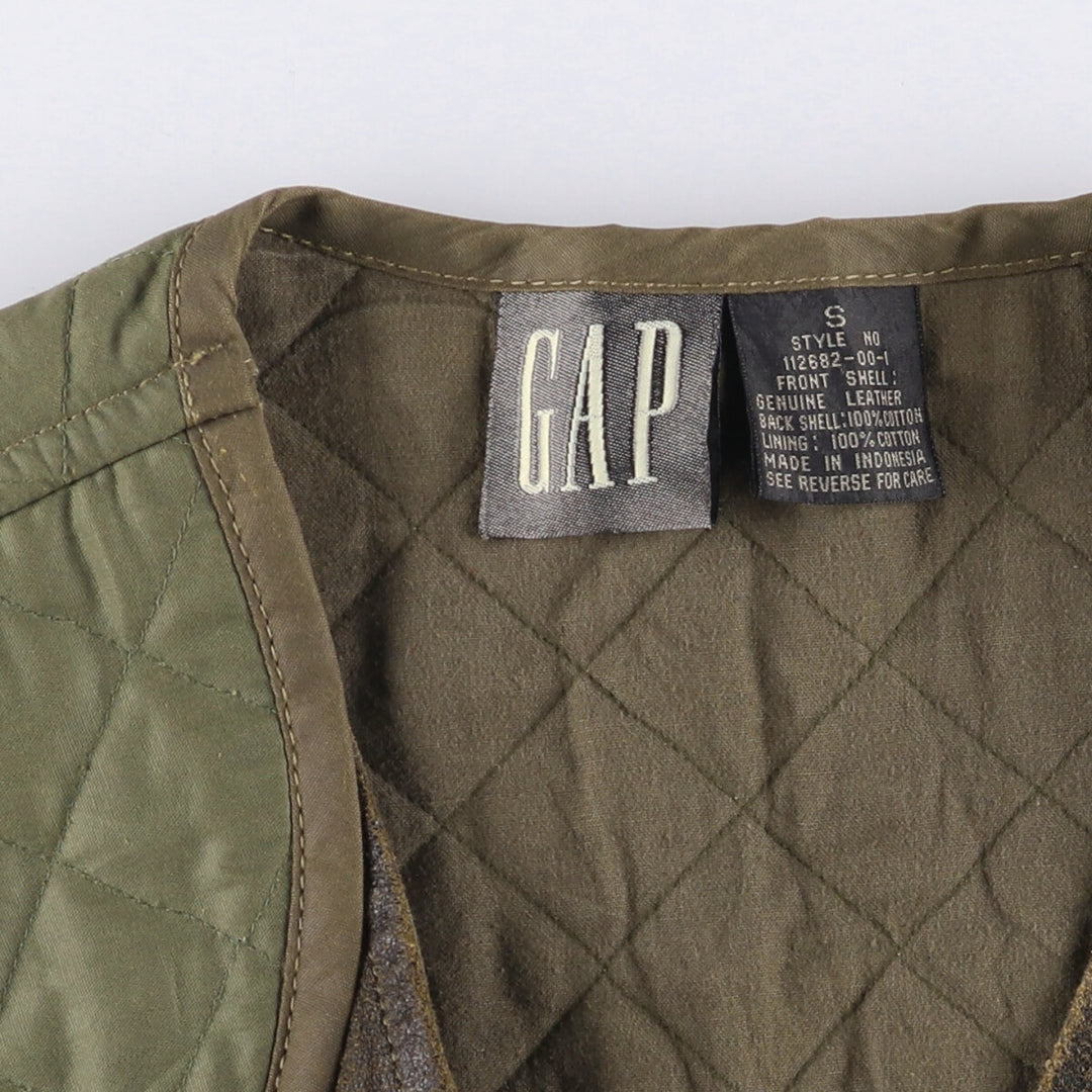 90'S GAP Old Gap Switch Leather Vest, Men's Size Small genuine leather brown type Vintage Second Hand